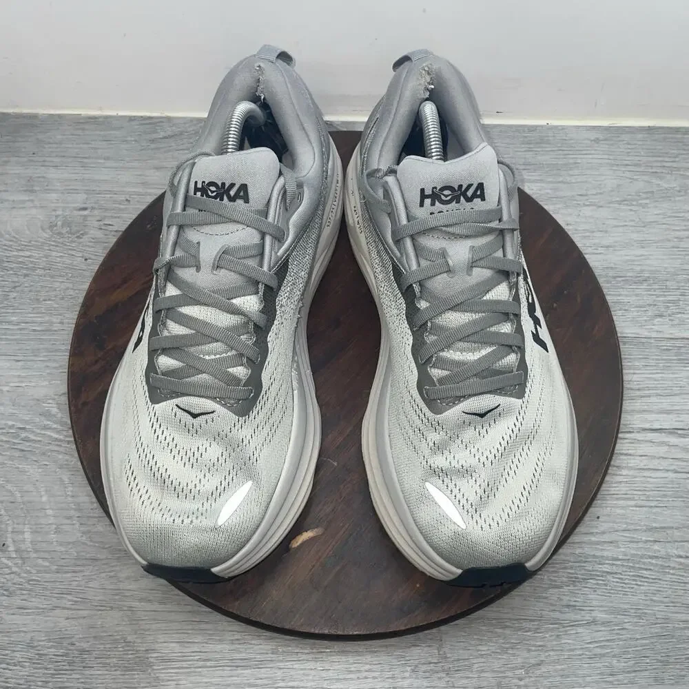 Hoka One One Men's Athletic Shoe in Light Gray and Navy